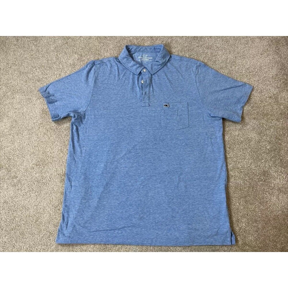 Vineyard Vines Edgartown Mens Polo Shirt Short Sleeve Size L‎ Blue